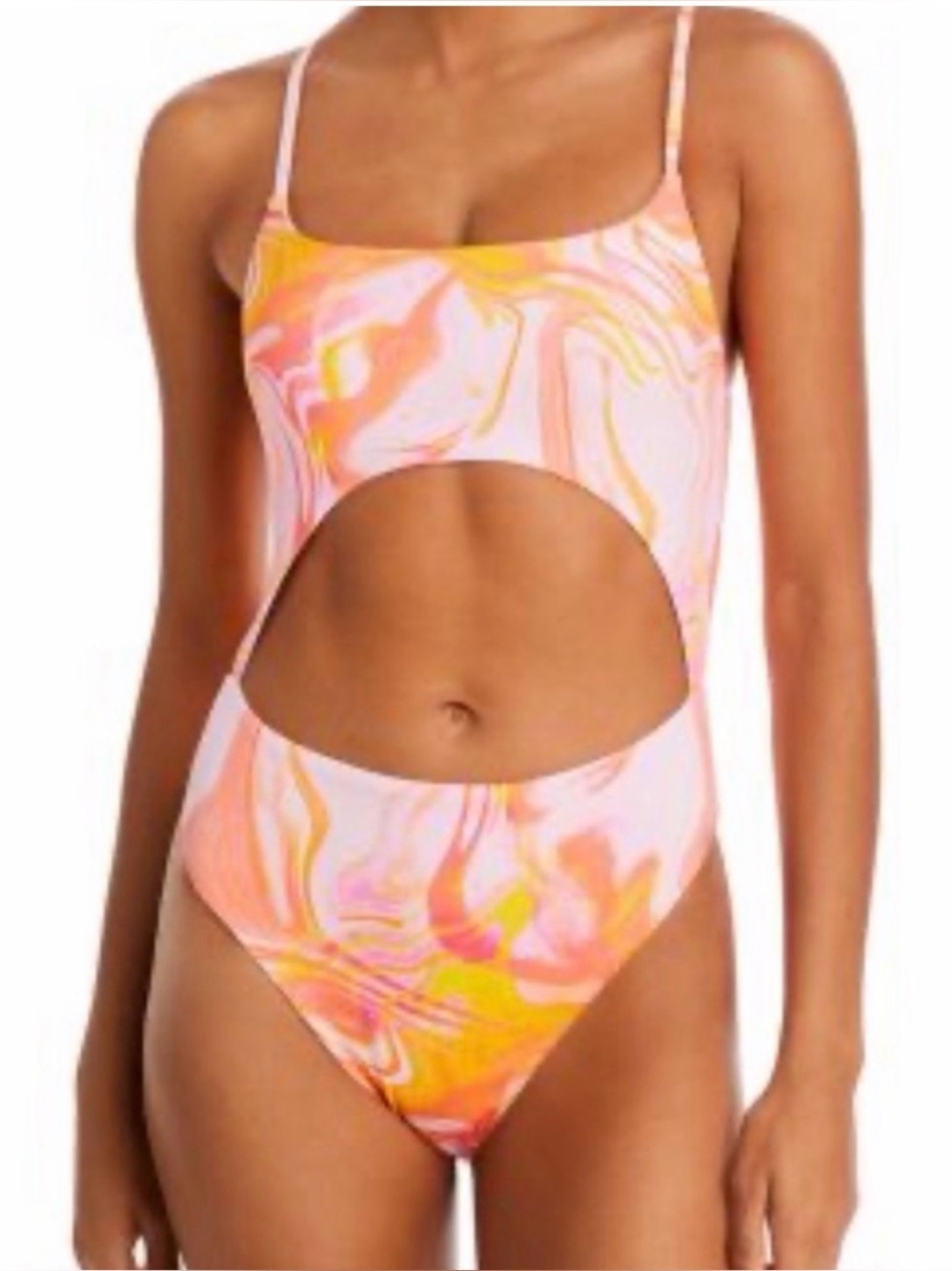 Aqua Swim Swirl Print Cutout One-Piece Swimsuit